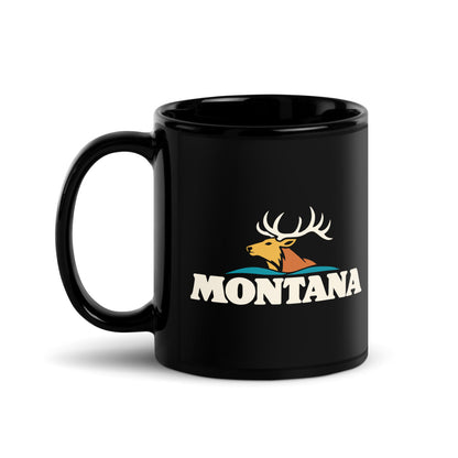 Montana Elk — black mug, 11 oz, left side, logo on both sides