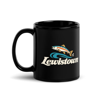 Lewistown — black mug, 11 oz, left side, logo on both sides
