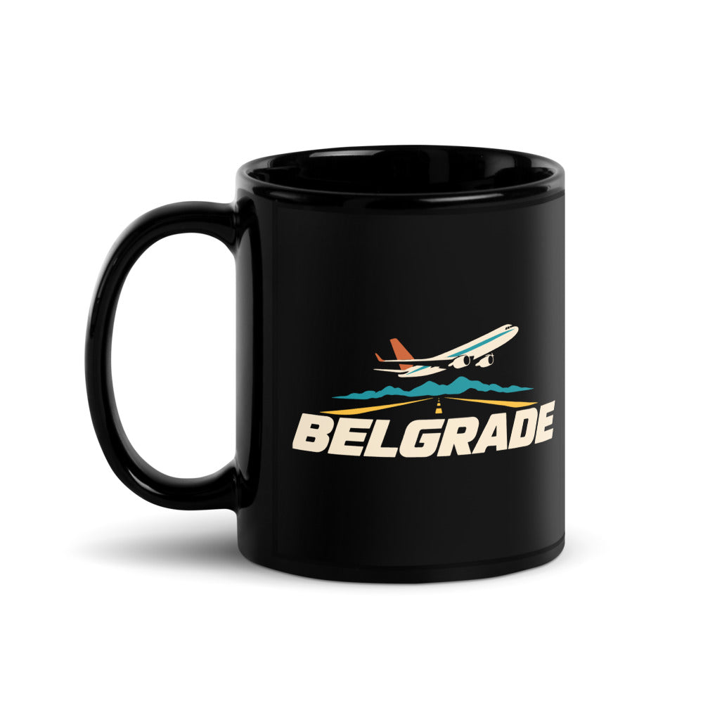 Belgrade — black mug, 11 oz, left side, logo on both sides
