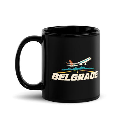 Belgrade — black mug, 11 oz, left side, logo on both sides