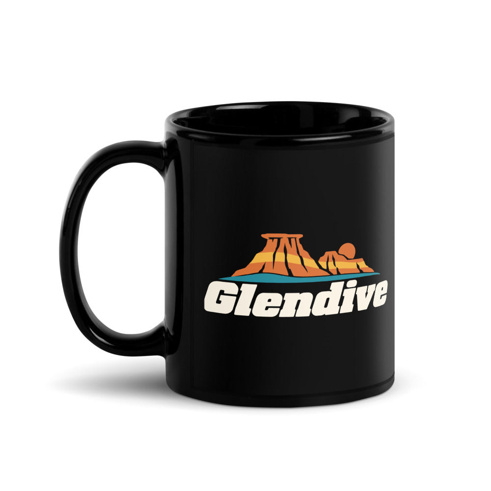 Glendive — black mug, 11 oz, left side, logo on both sides