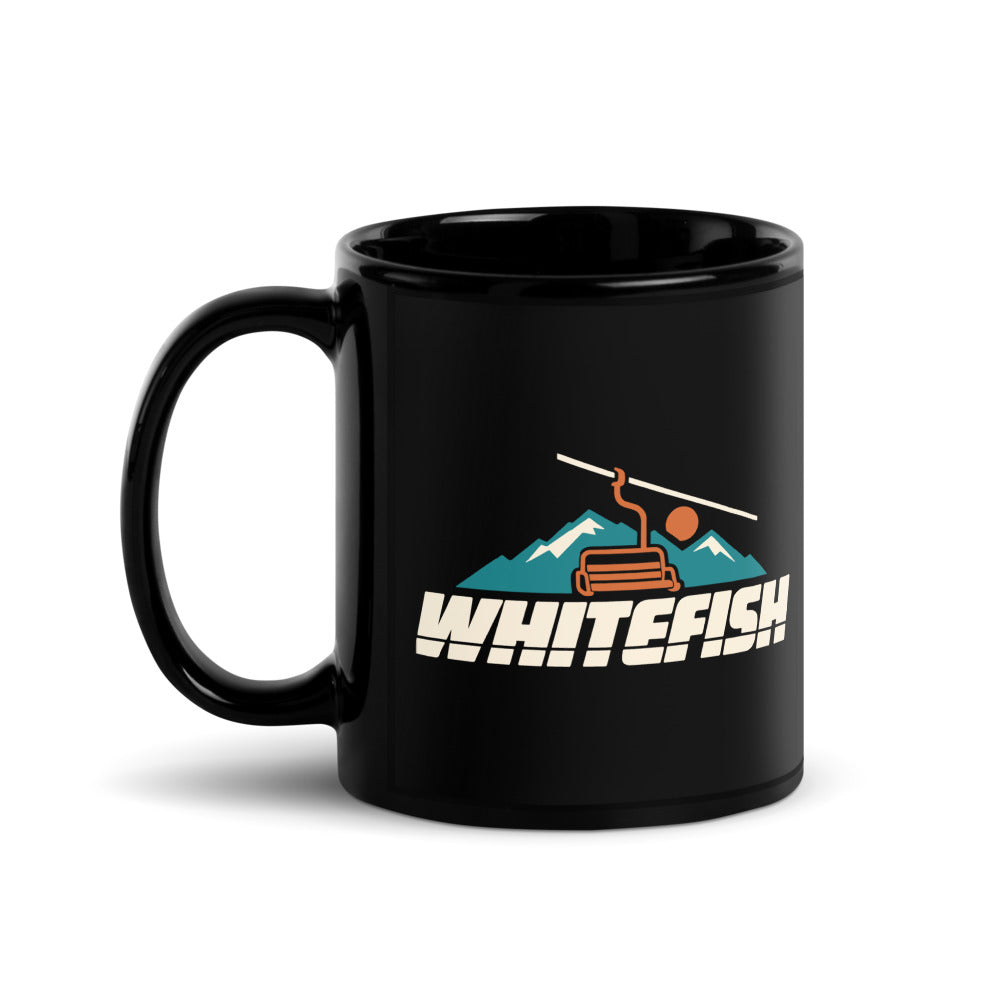 Whitefish — black mug, 11 oz, left side, logo on both sides