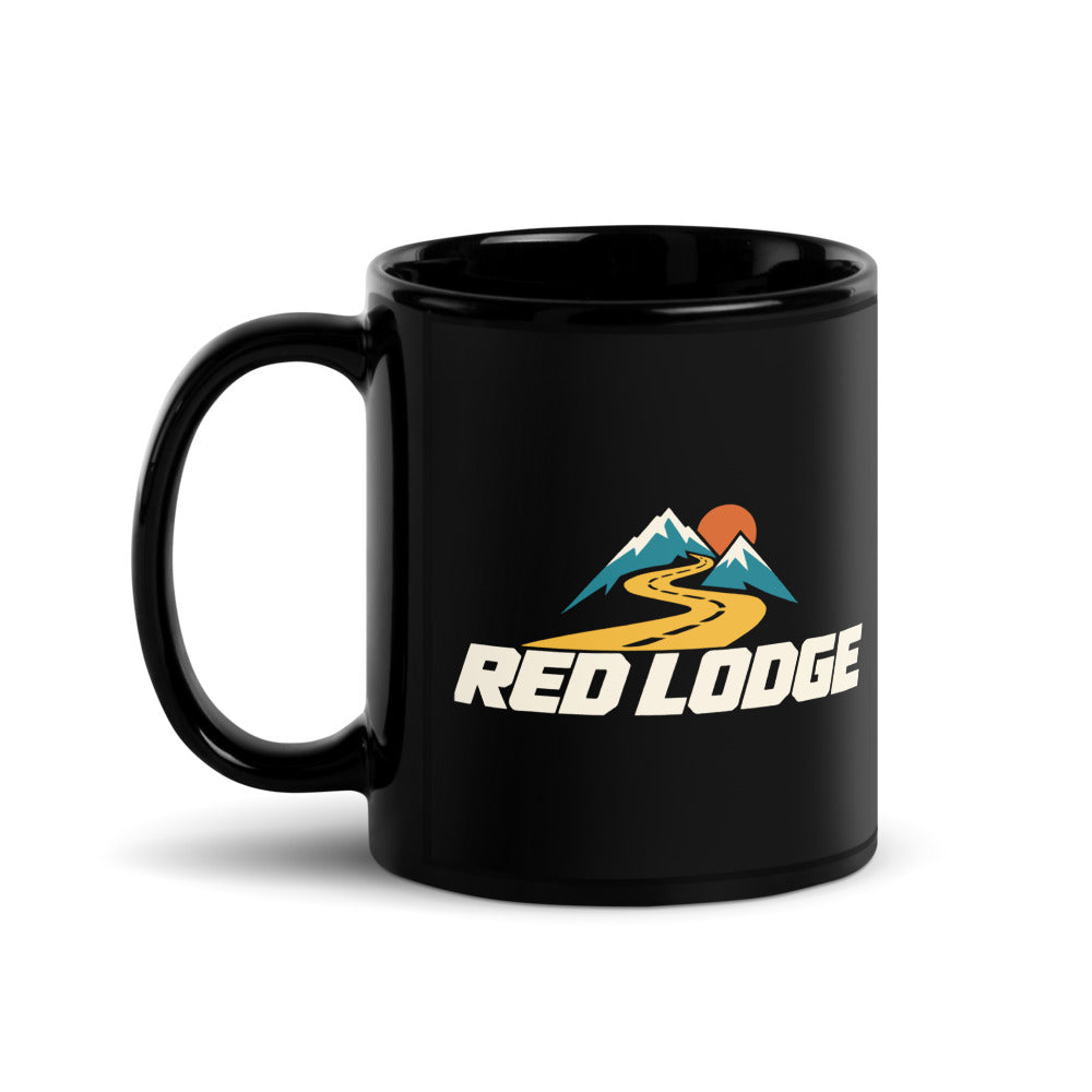 Red Lodge — black mug, 11 oz, left side, logo on both sides