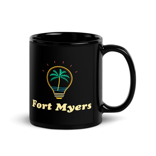 Fort Myers — Black mug, 11 oz, right side, logo on both sides