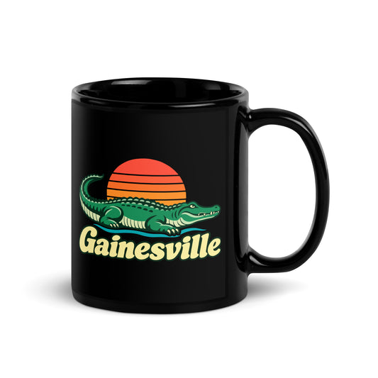 Gainesville — Black mug, 11 oz, right side, logo on both sides