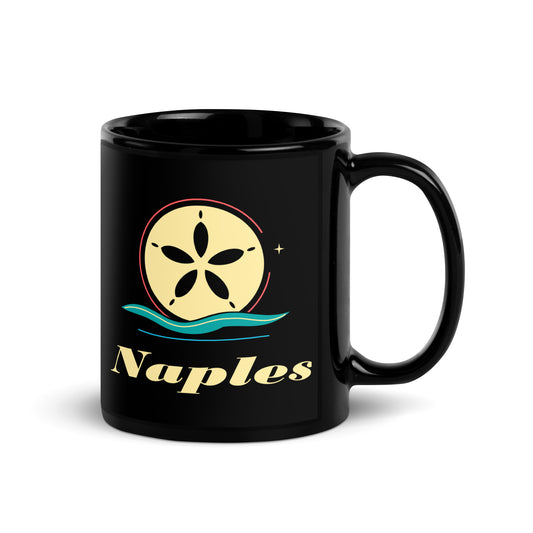Naples — Black mug, 11 oz, right side, logo on both sides