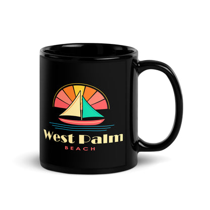 West Palm Beach — Black mug, 11 oz, right side, logo on both sides