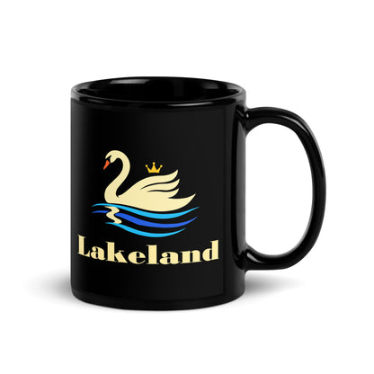 Lakeland — Black mug, 11 oz, right side, logo on both sides