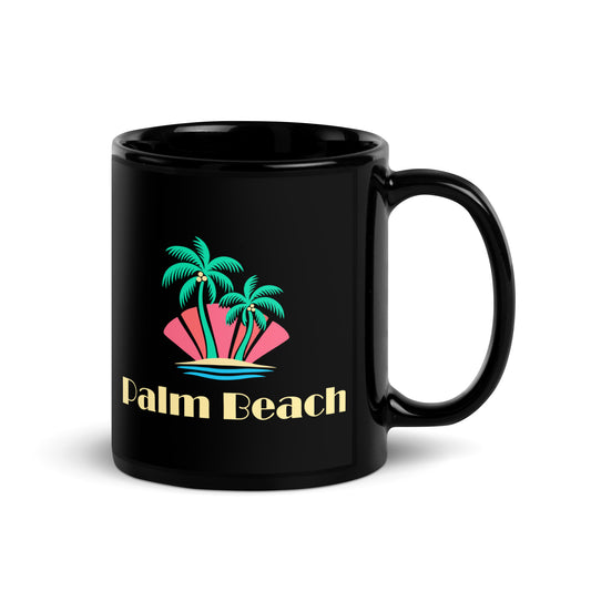 Palm Beach — Black mug, 11 oz, right side, logo on both sides