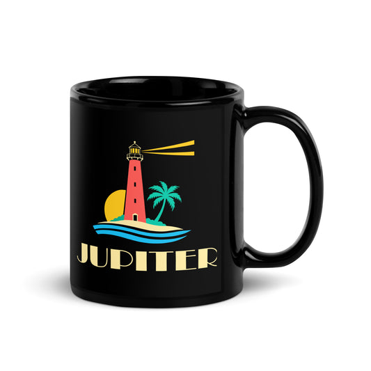 Jupiter — Black mug, 11 oz, right side, logo on both sides