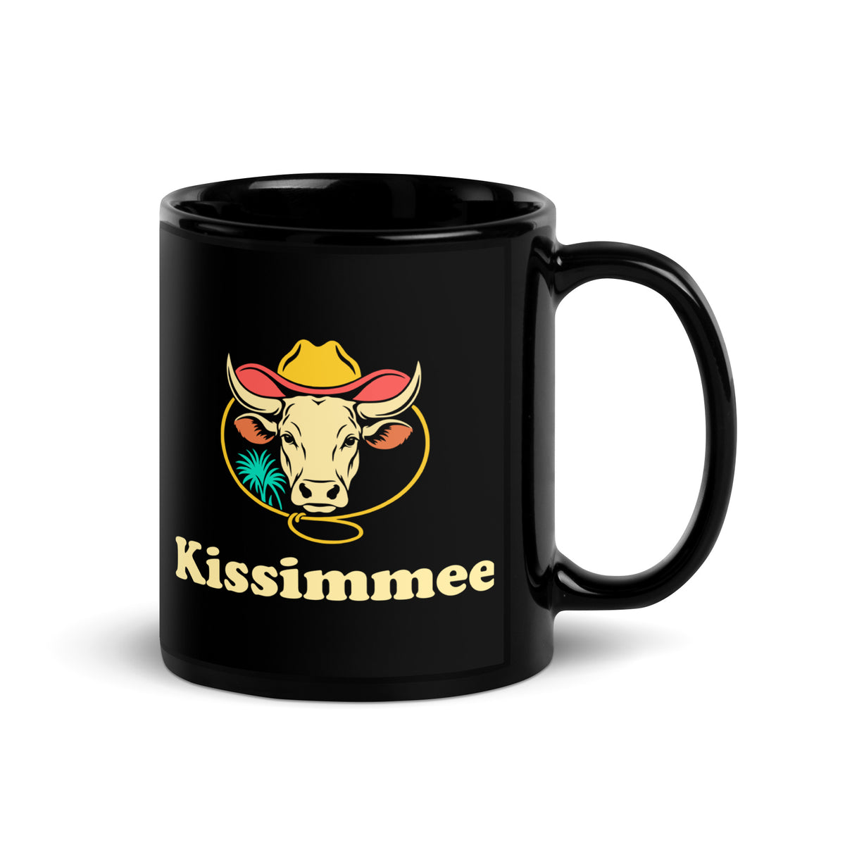 Kissimmee — Black mug, 11 oz, right side, logo on both sides