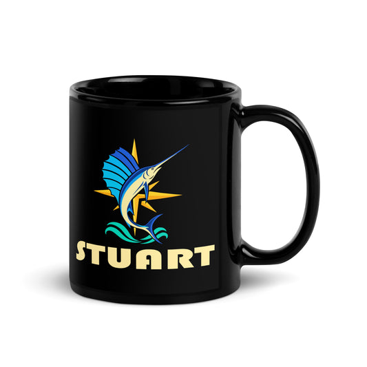 Stuart — Black mug, 11 oz, right side, logo on both sides