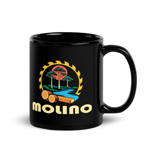 Molino — Black mug, 11 oz, right side, logo on both sides
