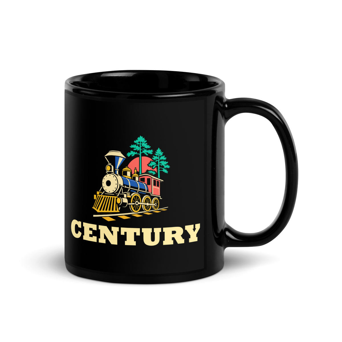 Century — Black mug, 11 oz, right side, logo on both sides
