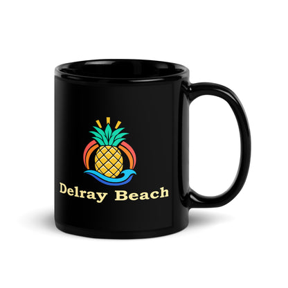Delray Beach — Black mug, 11 oz, right side, logo on both sides