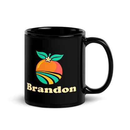 Brandon — Black mug, 11 oz, right side, logo on both sides
