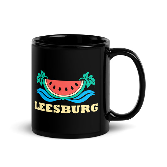 Leesburg — Black mug, 11 oz, right side, logo on both sides