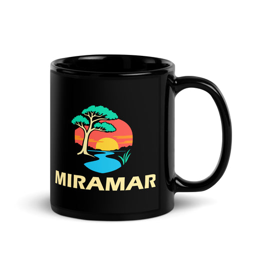 Miramar — Black mug, 11 oz, right side, logo on both sides