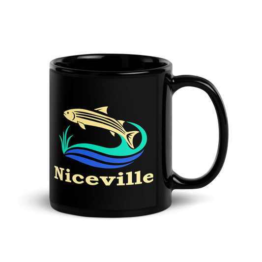Niceville — Black mug, 11 oz, right side, logo on both sides