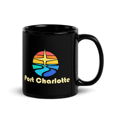 Port Charlotte — Black mug, 11 oz, right side, logo on both sides