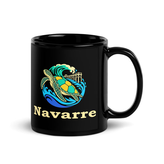 Navarre — Black mug, 11 oz, right side, logo on both sides