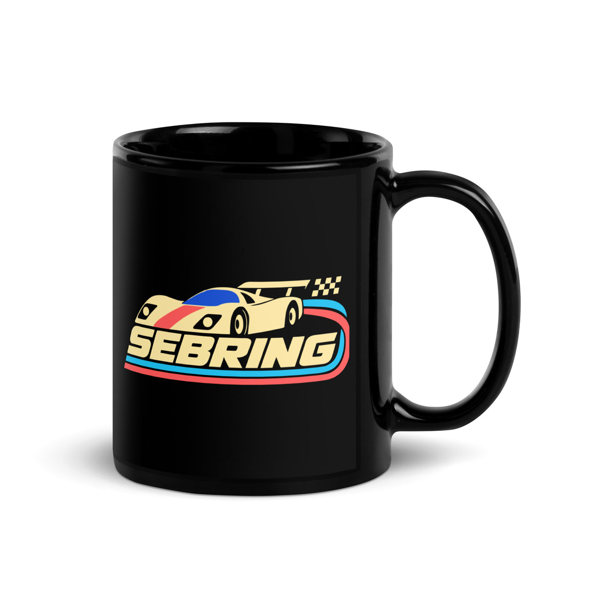 Sebring — Black mug, 11 oz, right side, logo on both sides