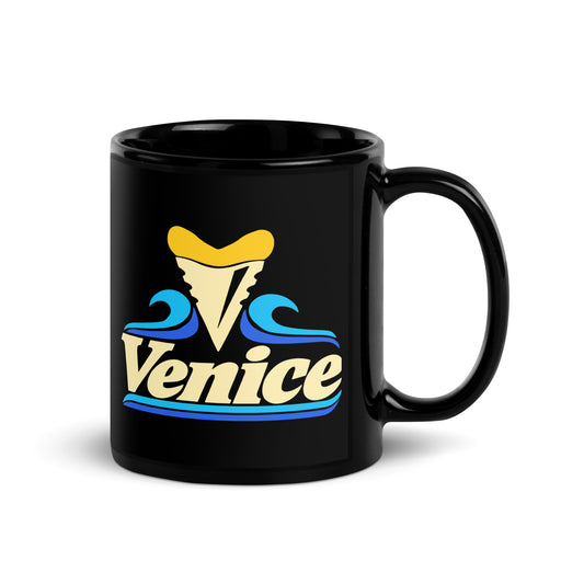 Venice — Black mug, 11 oz, right side, logo on both sides