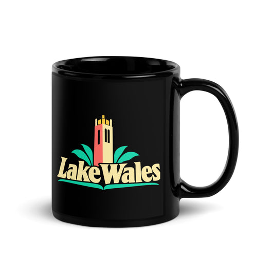 Lake Wales — Black mug, 11 oz, right side, logo on both sides