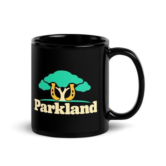 Parkland — Black mug, 11 oz, right side, logo on both sides