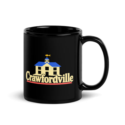 Crawfordville — Black mug, 11 oz, right side, logo on both sides