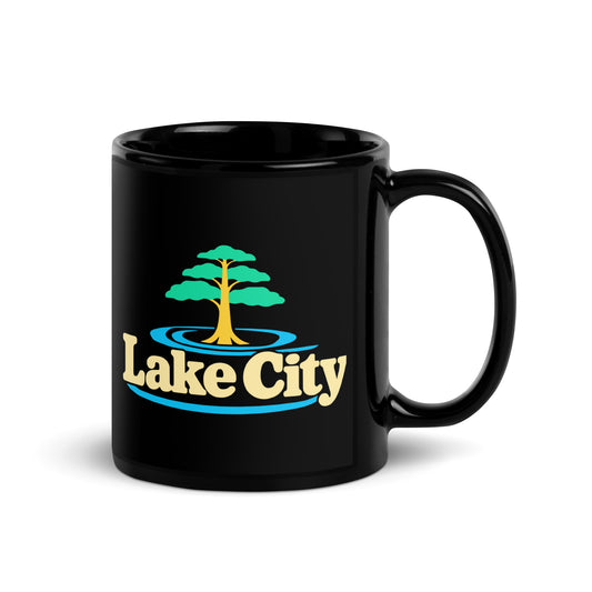 Lake City — Black mug, 11 oz, right side, logo on both sides