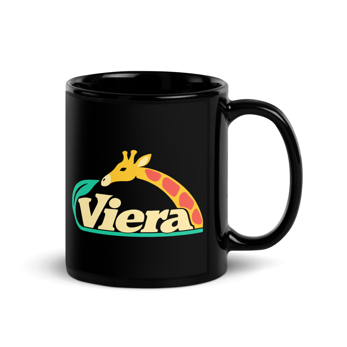 Viera — Black mug, 11 oz, right side, logo on both sides