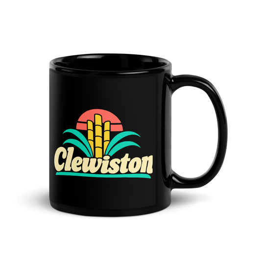 Clewiston — Black mug, 11 oz, right side, logo on both sides