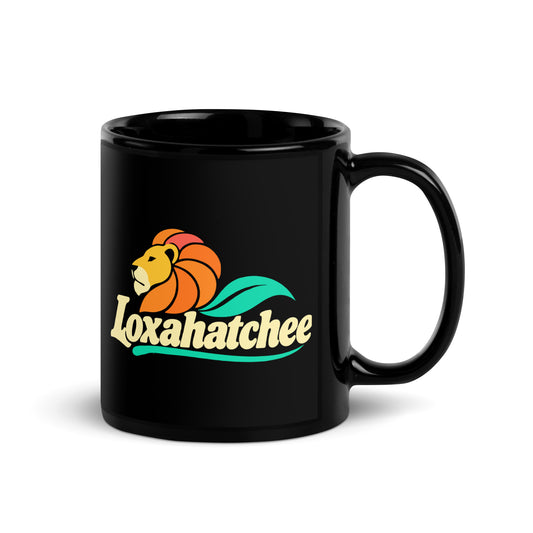Loxahatchee — Black mug, 11 oz, right side, logo on both sides