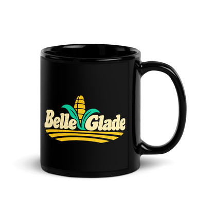 Belle Glade — Black mug, 11 oz, right side, logo on both sides