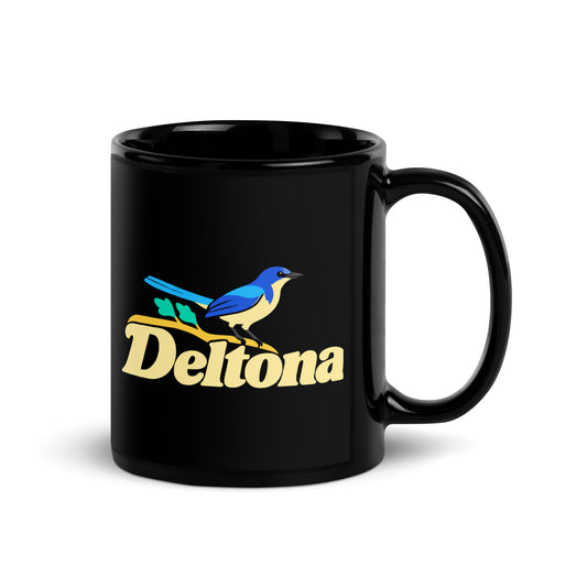 Deltona — Black mug, 11 oz, right side, logo on both sides