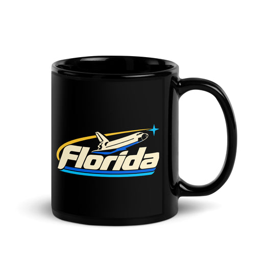 Florida Space Shuttle — Black mug, 11 oz, right side, logo on both sides