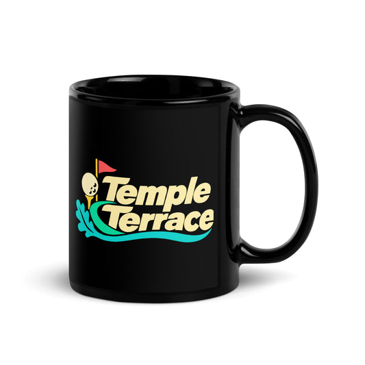Temple Terrace — Black mug, 11 oz, right side, logo on both sides