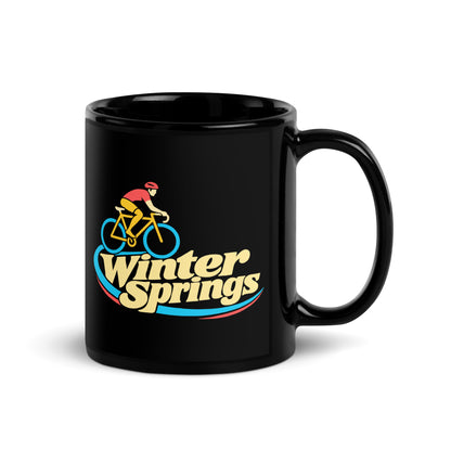 Winter Springs — Black mug, 11 oz, right side, logo on both sides