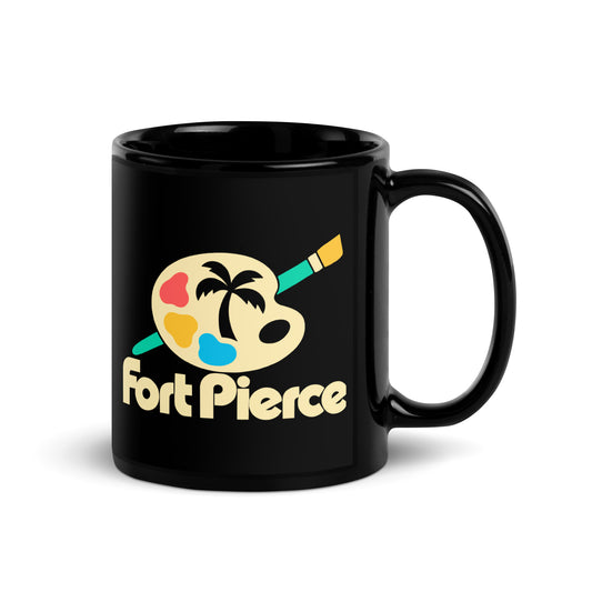 Fort Pierce — Black mug, 11 oz, right side, logo on both sides