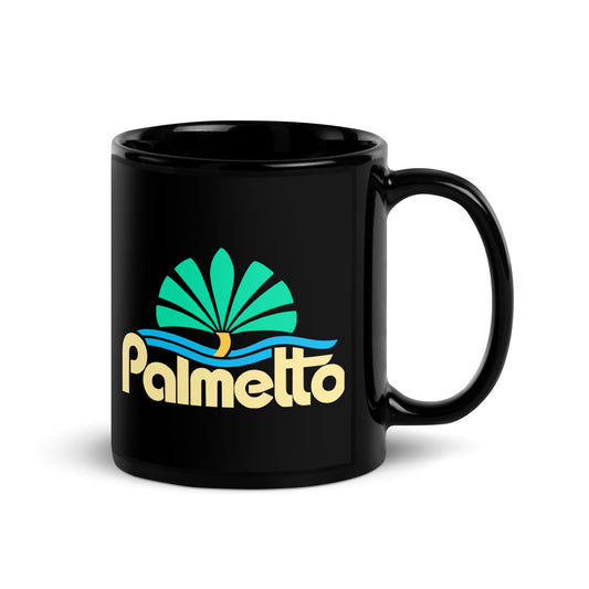 Palmetto — Black mug, 11 oz, right side, logo on both sides