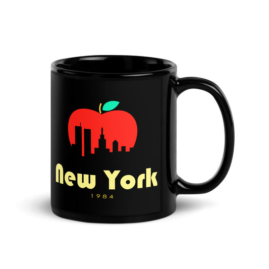 New York — black mug, 11 oz, right side, logo on both sides