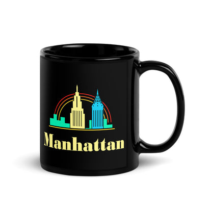 Manhattan — black mug, 11 oz, right side, logo on both sides
