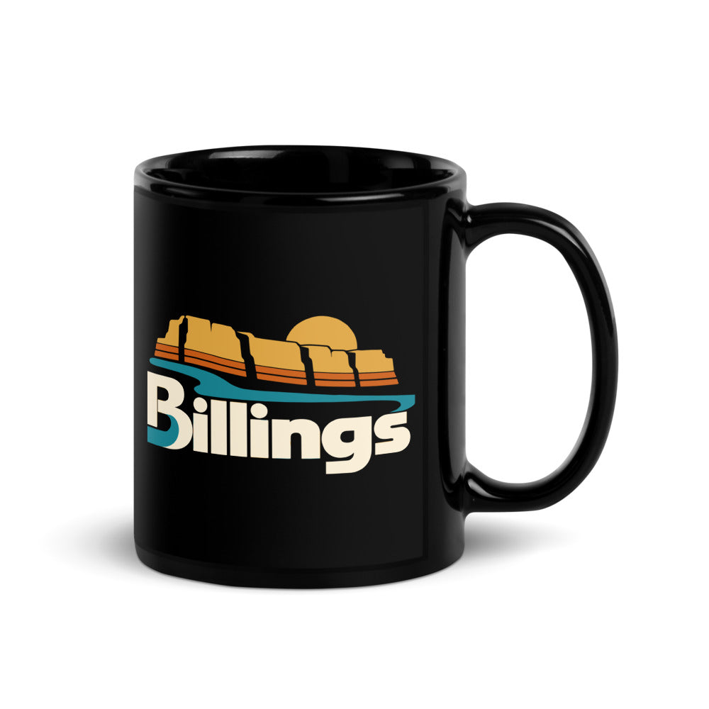 Billings — black mug, 11 oz, right side, logo on both sides