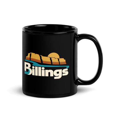 Billings — black mug, 11 oz, right side, logo on both sides