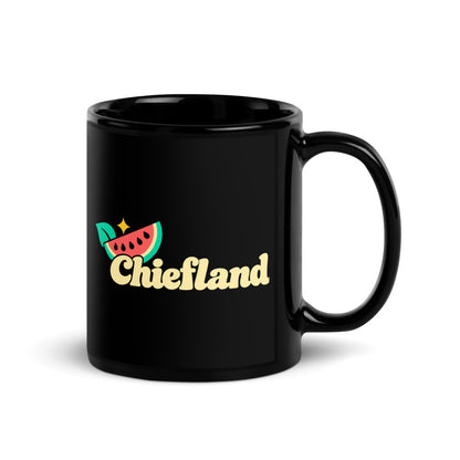 Chiefland — black mug, 11 oz, right side, logo on both sides
