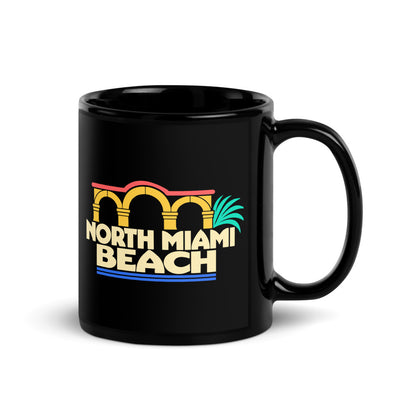 North Miami Beach — black mug, 11 oz, right side, logo on both sides