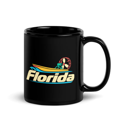 Florida Airboat — black mug, 11 oz, right side, logo on both sides
