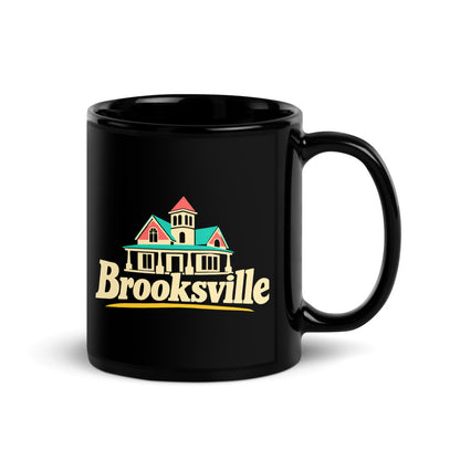 Brooksville — black mug, 11 oz, right side, logo on both sides