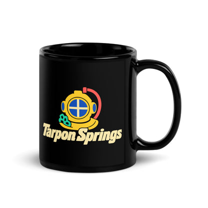 Tarpon Springs — black mug, 11 oz, right side, logo on both sides